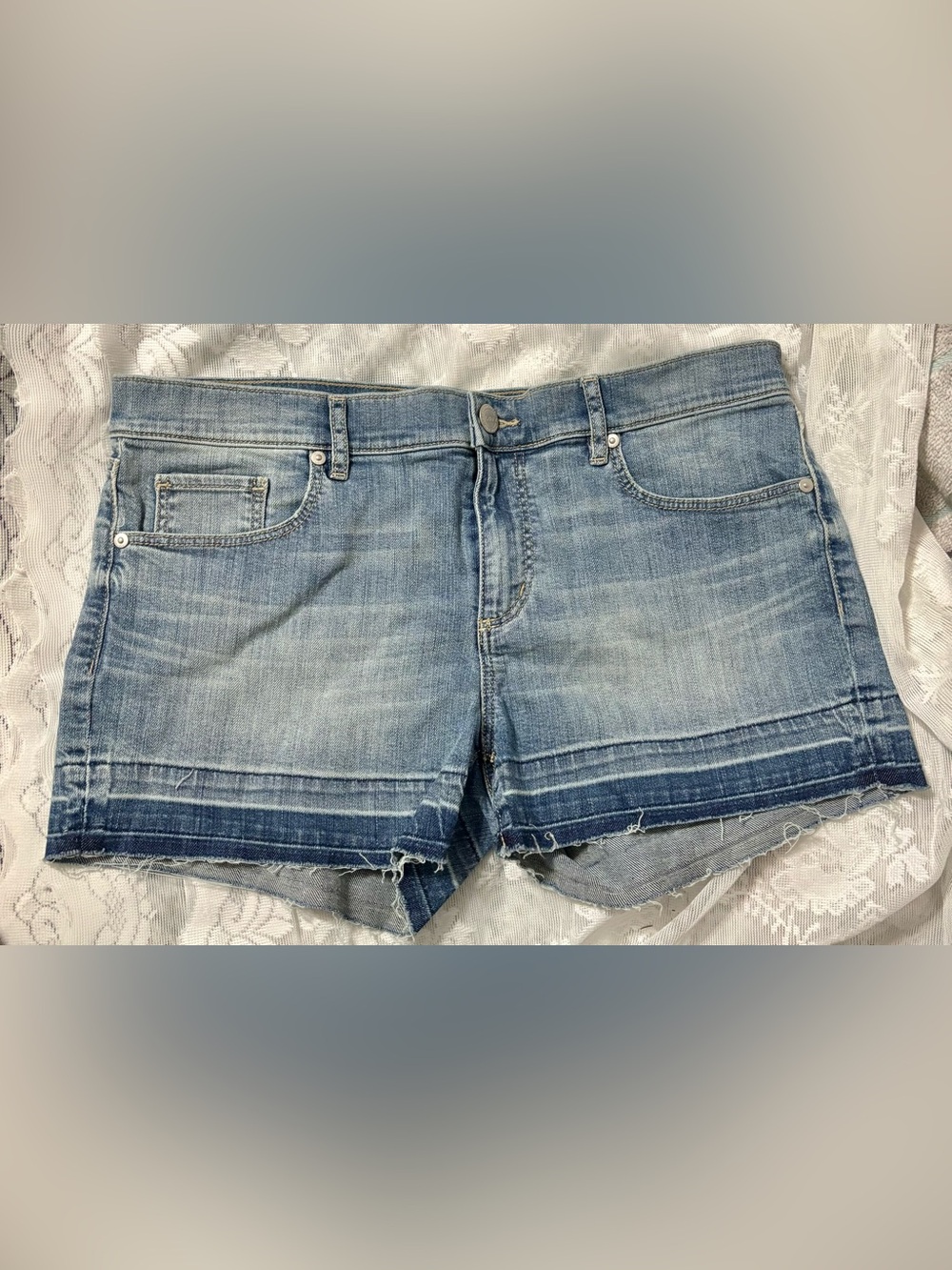 NWT LOFT Women’s Blue Denim Shorts Size 8 Medium Wash Mid Rise 5-Pocket